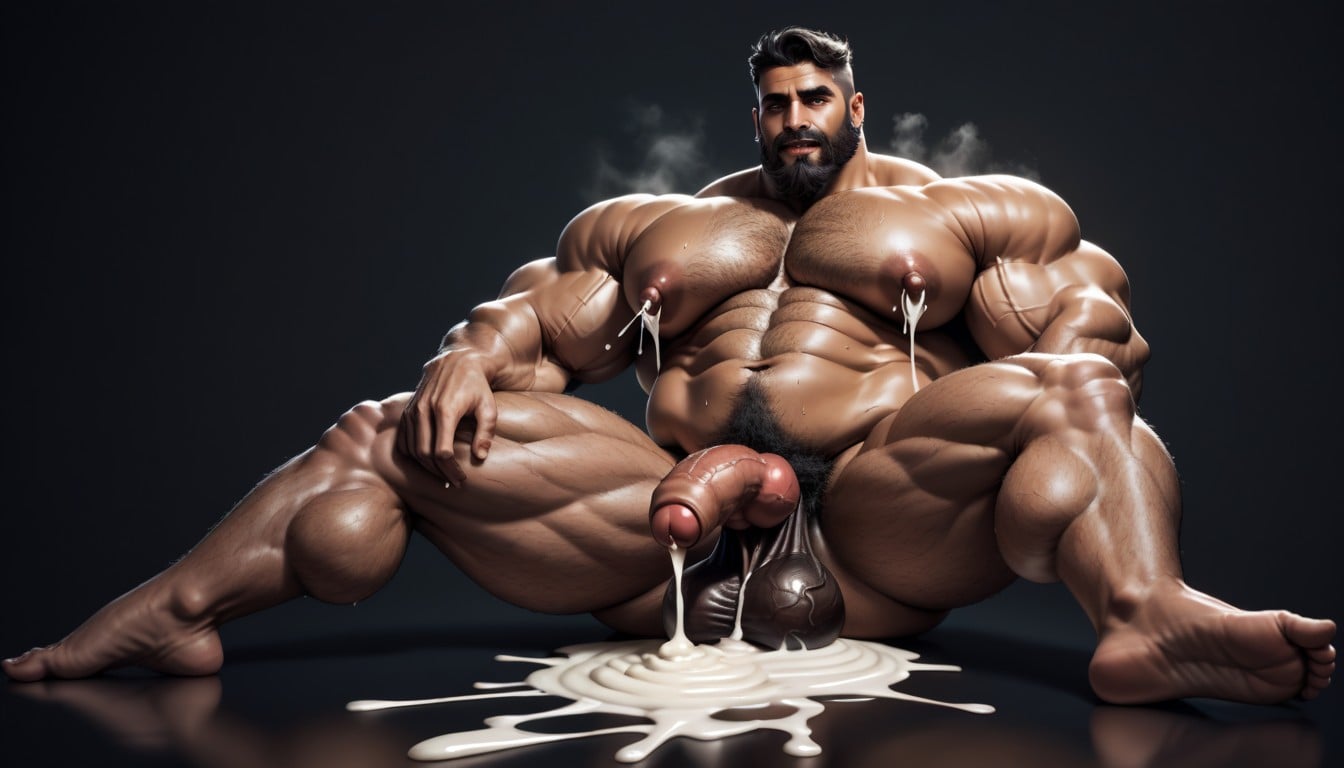 Dark Tanned Skin, Large Areola, Veiny Balls Porno IA Gay