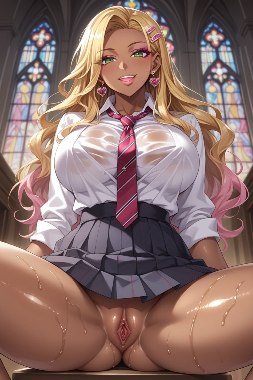 Spread Legs, Smiling Mouth Open, Open Legs Hentai AI Porn