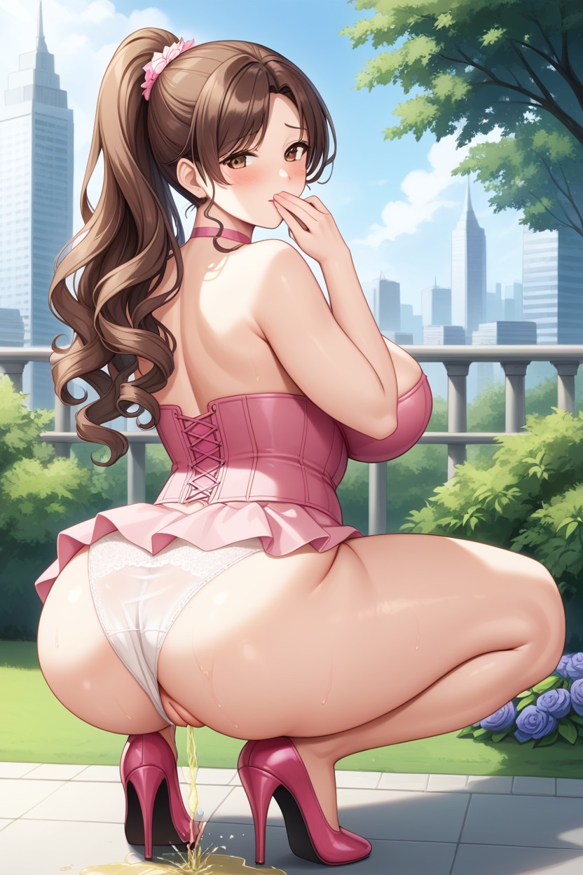 Wet Pussy, Big Perfect Breast, Holding Flowerbouquets Hentai AI Porn