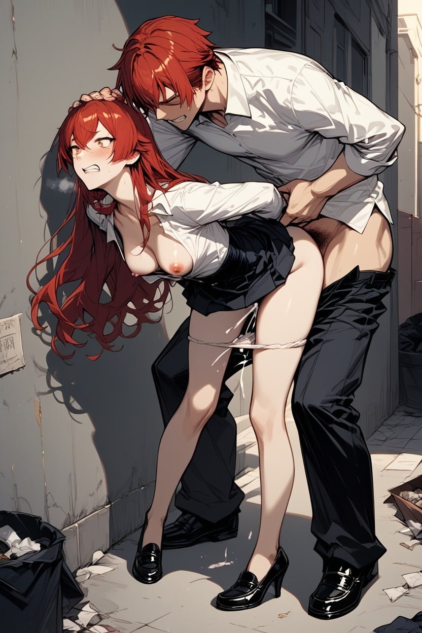 Loafers, Head Pulled Back, Doggy Style Hentai AI Porn