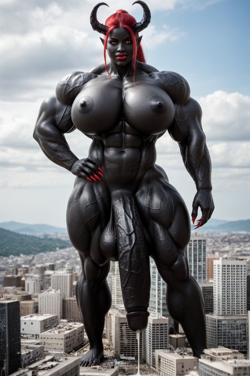Black Skin, Apocalypse, Extremely Long Black Cock Shemale AI Porn