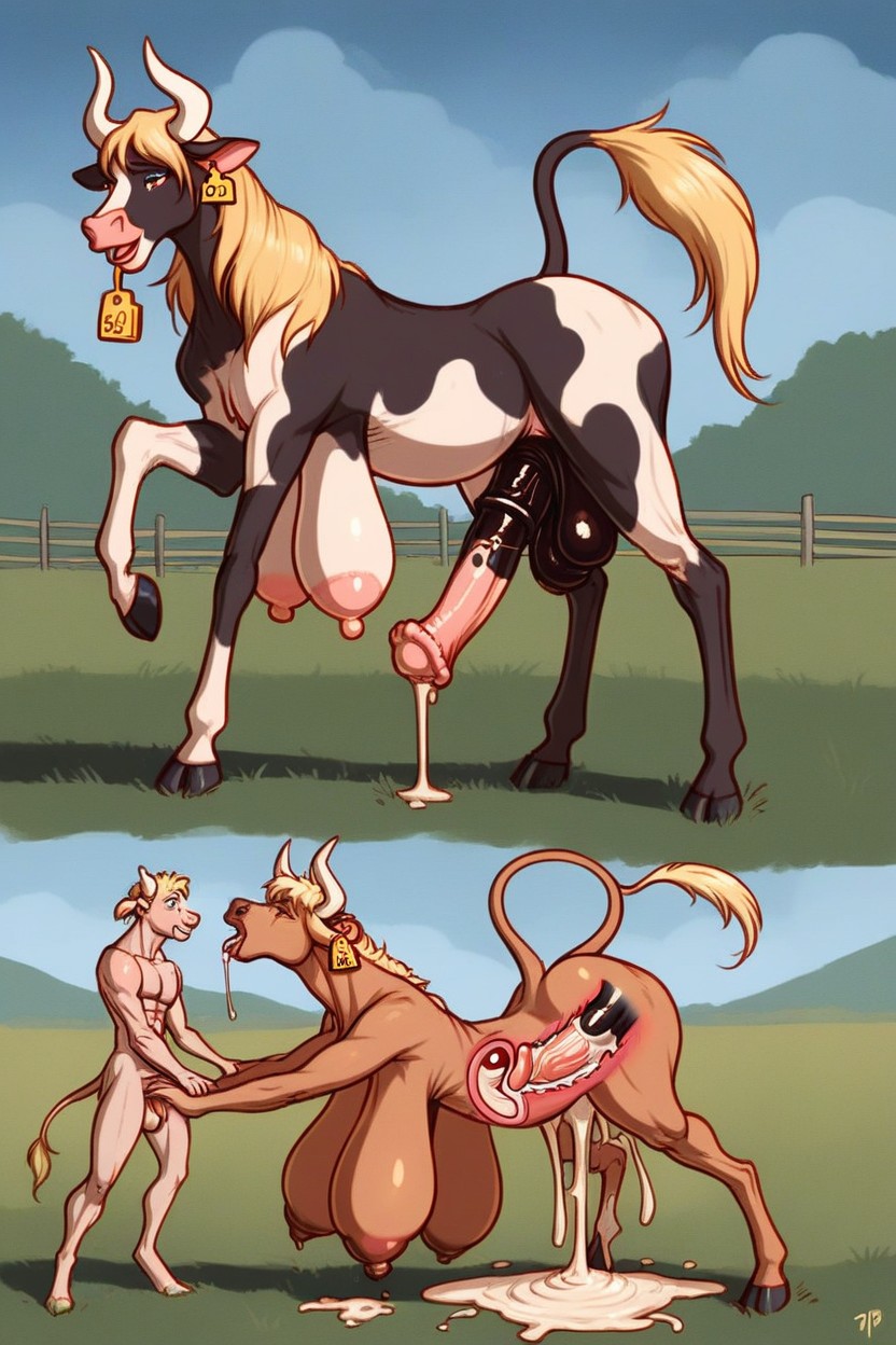 Cattle Tail, Asymmetrical Breasts, Skinny AI Porn