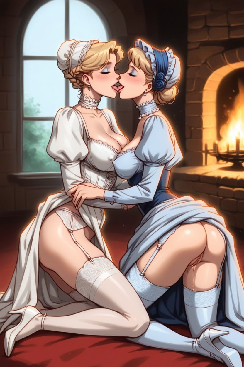 Hair Bun With Braids, Fancy Lace Choker, Ass Focus AI Porn