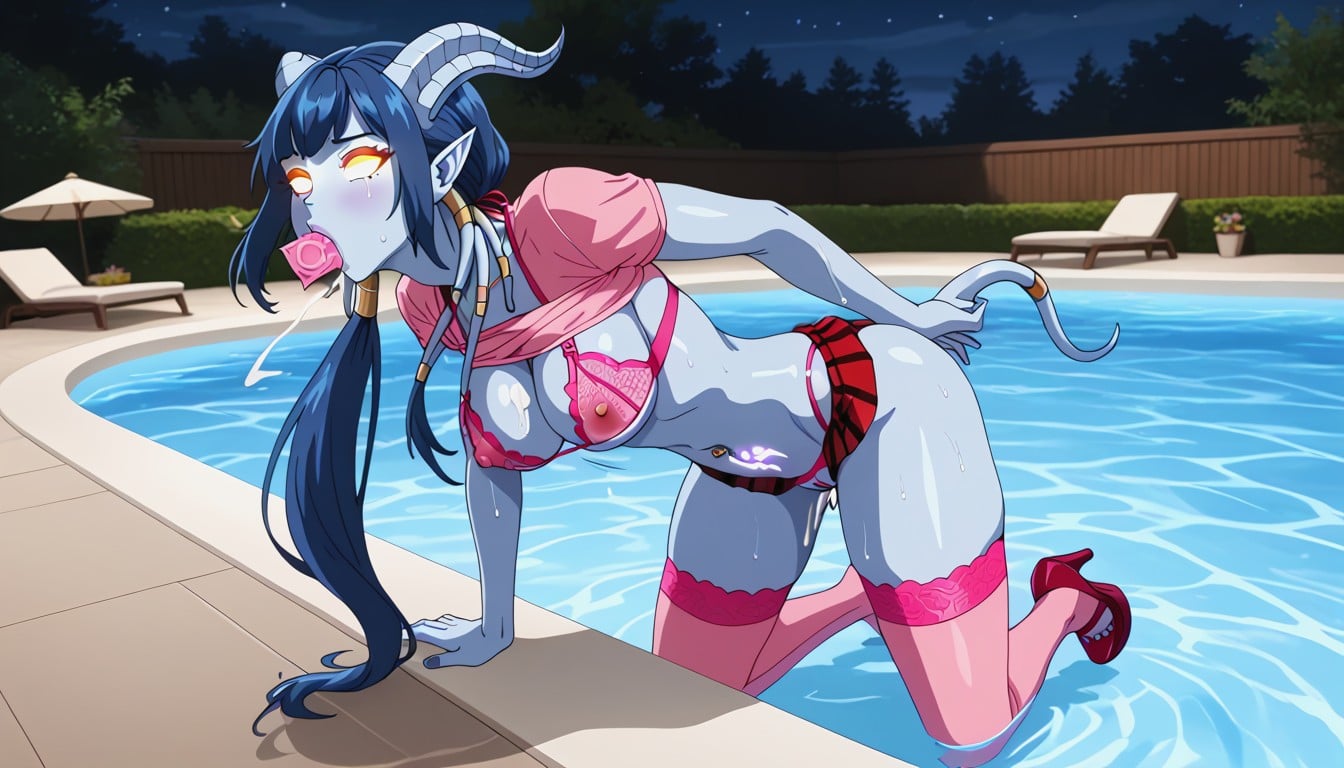 Whale Tail, Draenei From Warcraft, Visible Nipple Hentai AI Porn