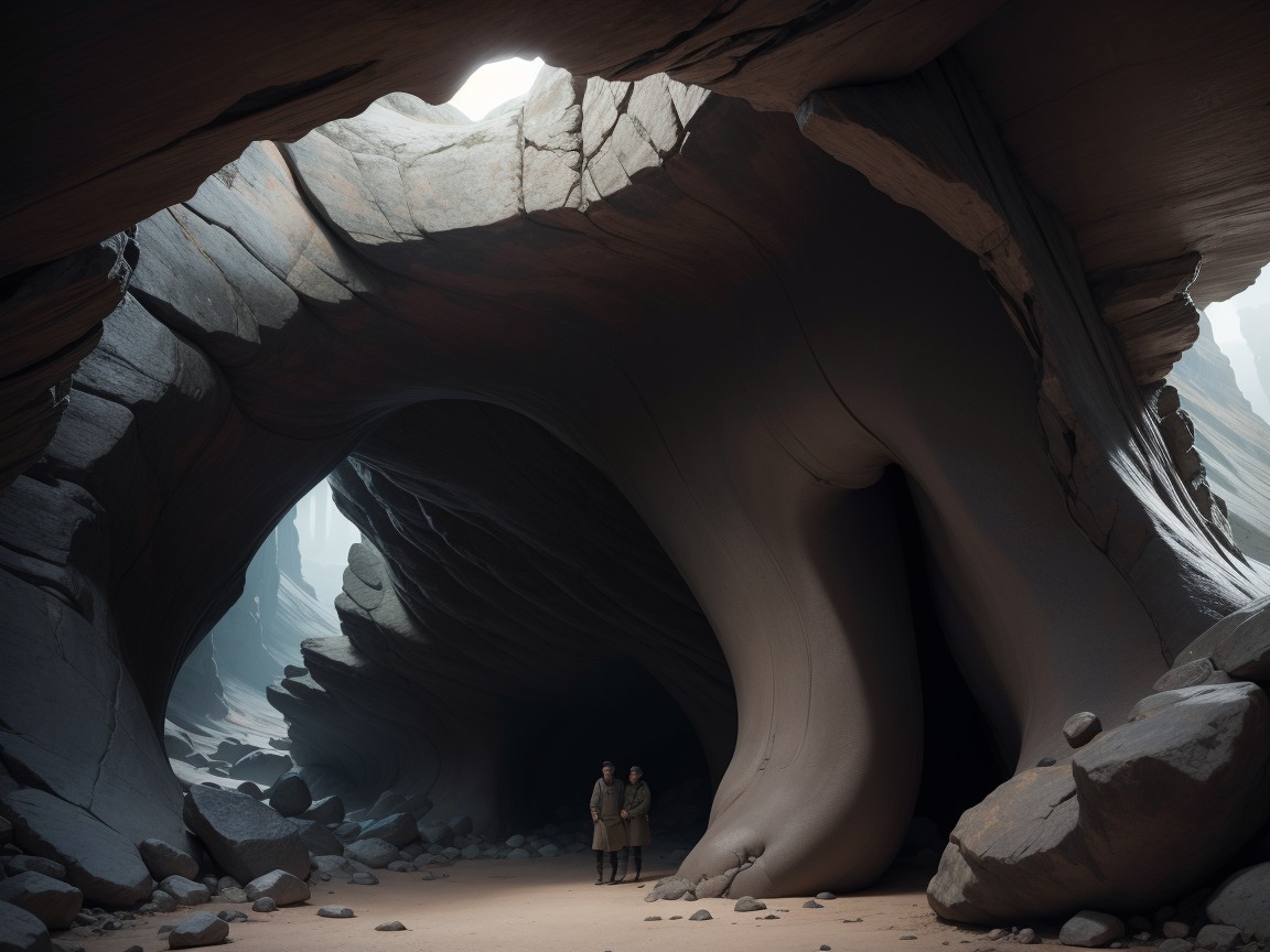 Gray Rocky Cave Opening, Boulders, Gray Rocky Cave Exterior Hentai AI Porn