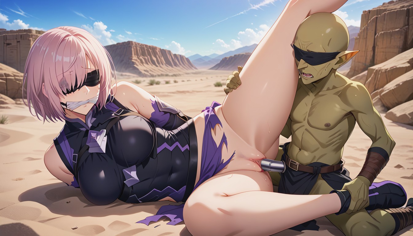 Purple Cloth, Restrained, Female Blindfold Hentai AI Porn