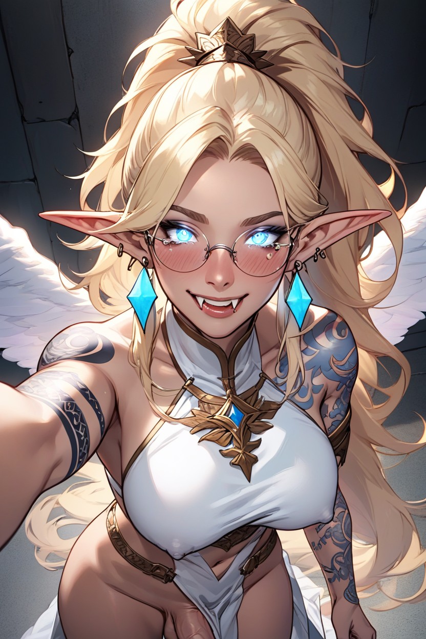 High Ponytail, Elf Ears, Cock Visible Shemale AI Porn