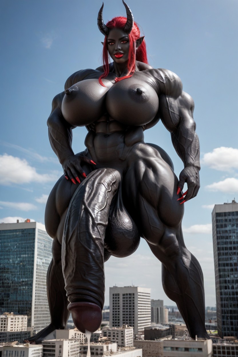 Red Nail, Gigantic Muscle Trapez, Destruction Shemale AI Porn