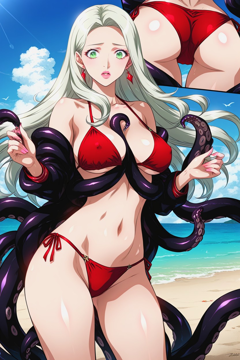 Wide Open Eyes, Beach, Perfect Face Hentai AI Porn