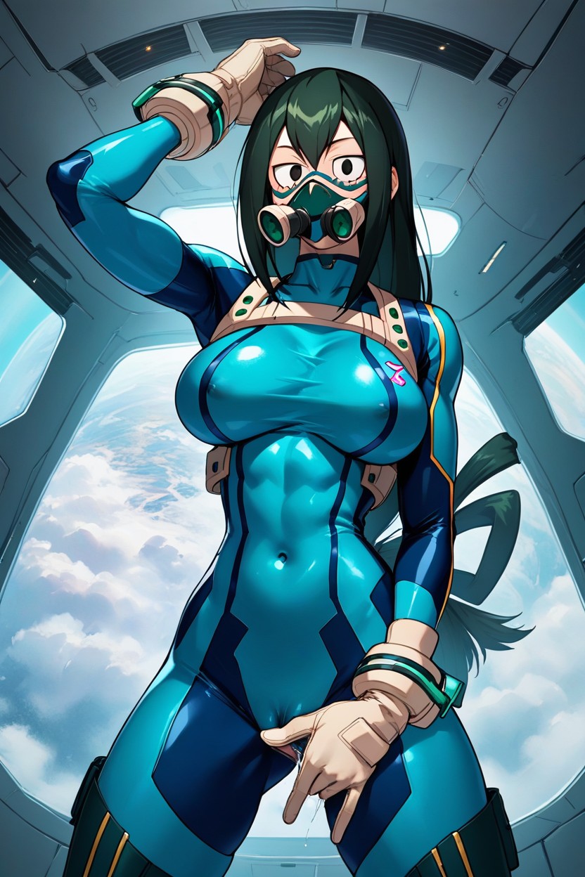 Ahegao, Serious Determined Face, Glossy Latex Like Texture Hentai AI Porn