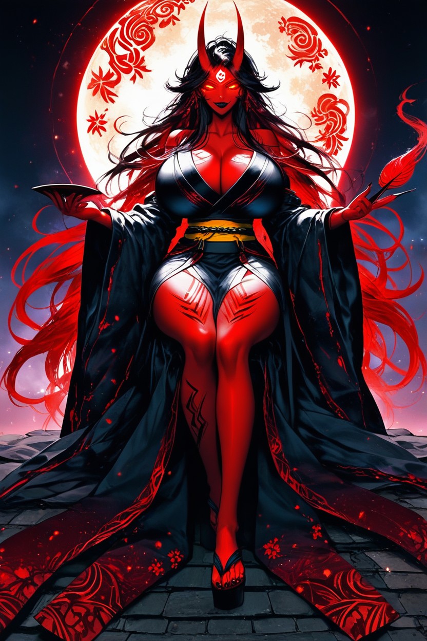 Black Glove Armor With Red Design, Tan Skin, Sharp Red Claws Hentai AI Porn