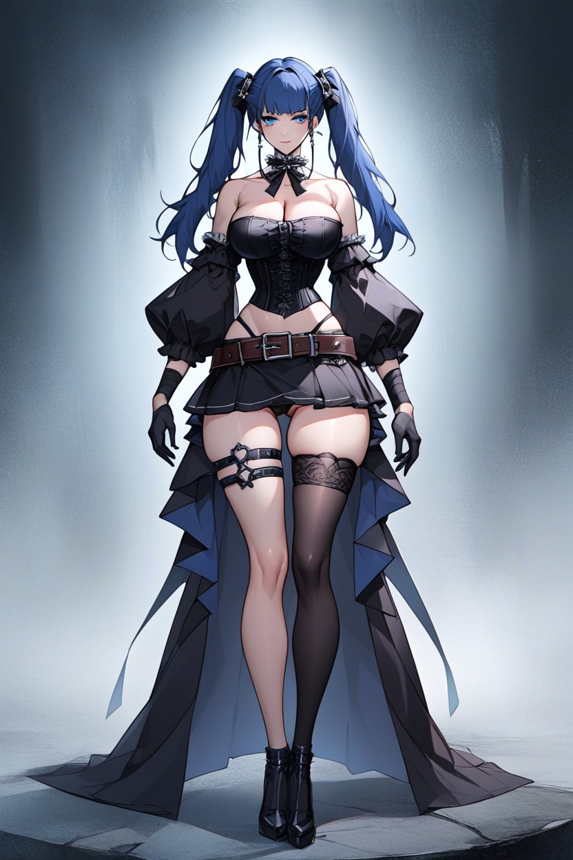 Azul Turquesa, Ass Visible Through Thighs, Off Shoulder Black Dress Hentai AI Porn
