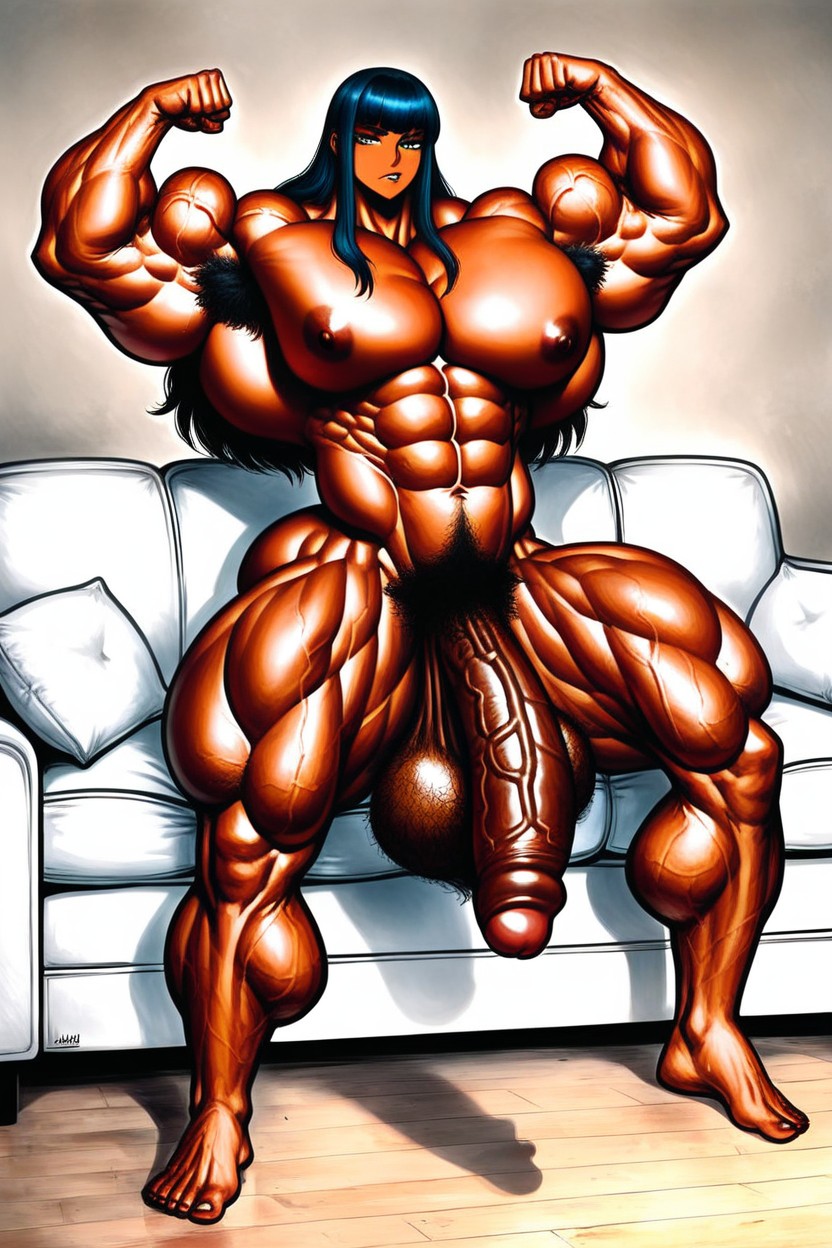 Vascularity, Spreading Legs, Impossibly Gigantic Musculature Shemale AI Porn