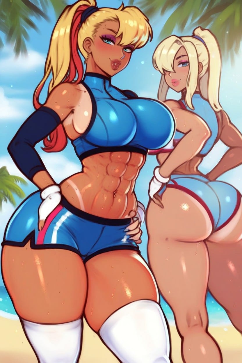 Looking At Viewer, Wet Shiny Skin, Rounded Ass AI Porn