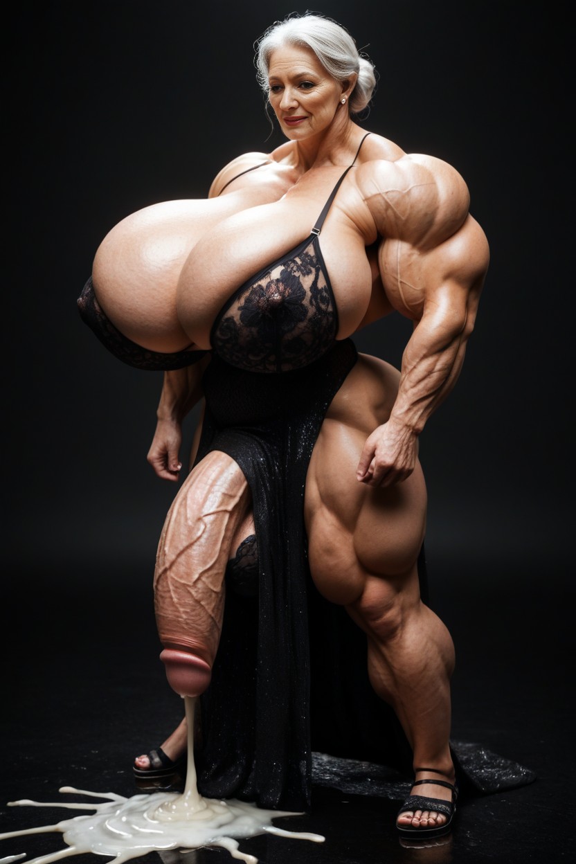 Veins, Hyper Balls, Puddle Of Cum Growing Shemale AI Porn