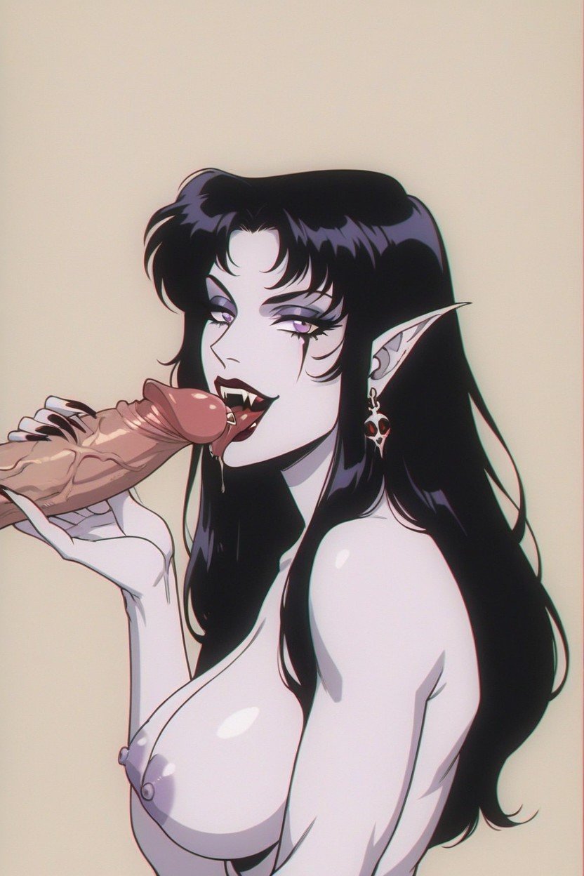 Vampire Biting, Skinny, Purple Eyes AI Porn