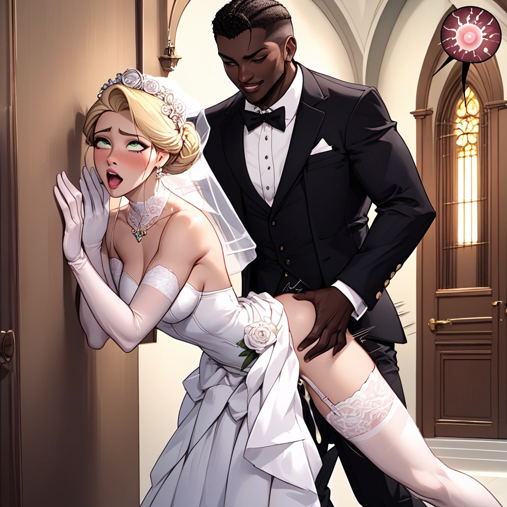 Caught Cheating, Intense Orgasm Face, White Male Groom Walks In AI Porn