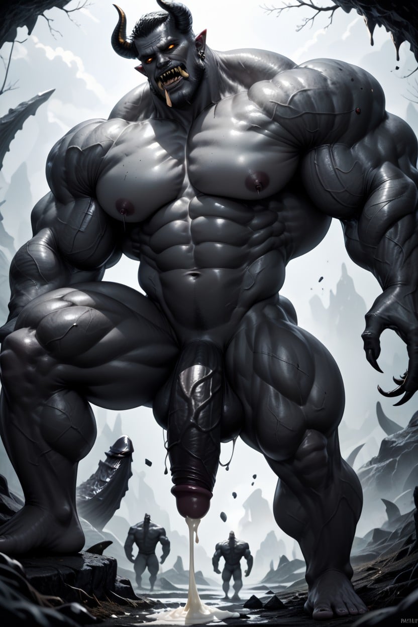 Two Giants, Two Demonic Monsters, Only Human Men AI Gay Porn