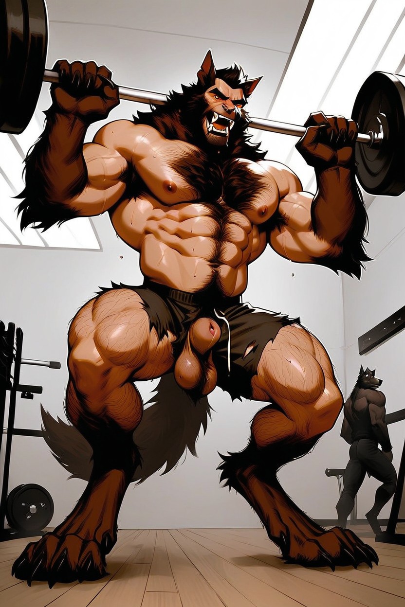 Muscles And Fur, Hairy Treasure Trail Runs Up His Stomach, Huge Claw Hands AI Gay Porn