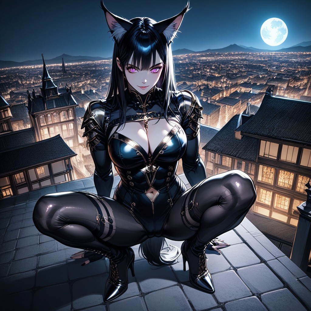 Lurking In The Shadow, Rooftop, Determinated Hentai AI Porn
