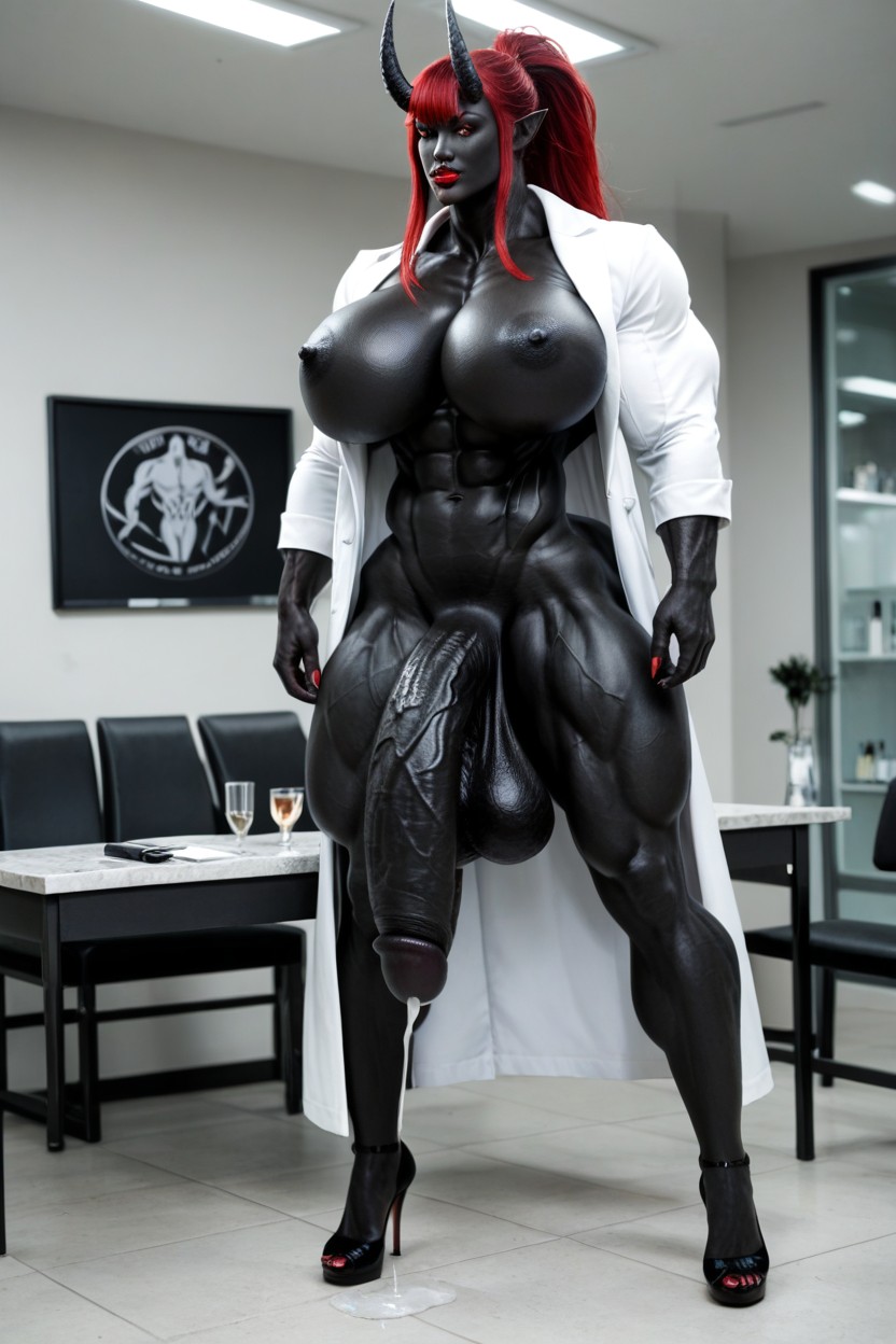 Gigantic Biceps, Devil, Gigantic Perfect Boobs Shemale AI Porn