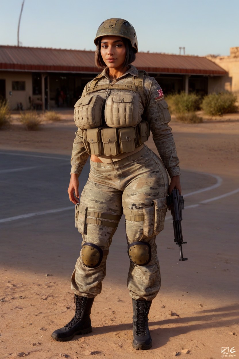 Military Boots, Hdr, Desert Camouflage AI Porn