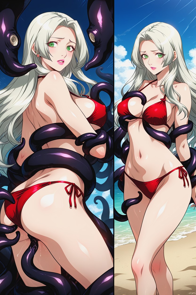 Rough Grope, White Long Hair, Straight Hair Hentai AI Porn