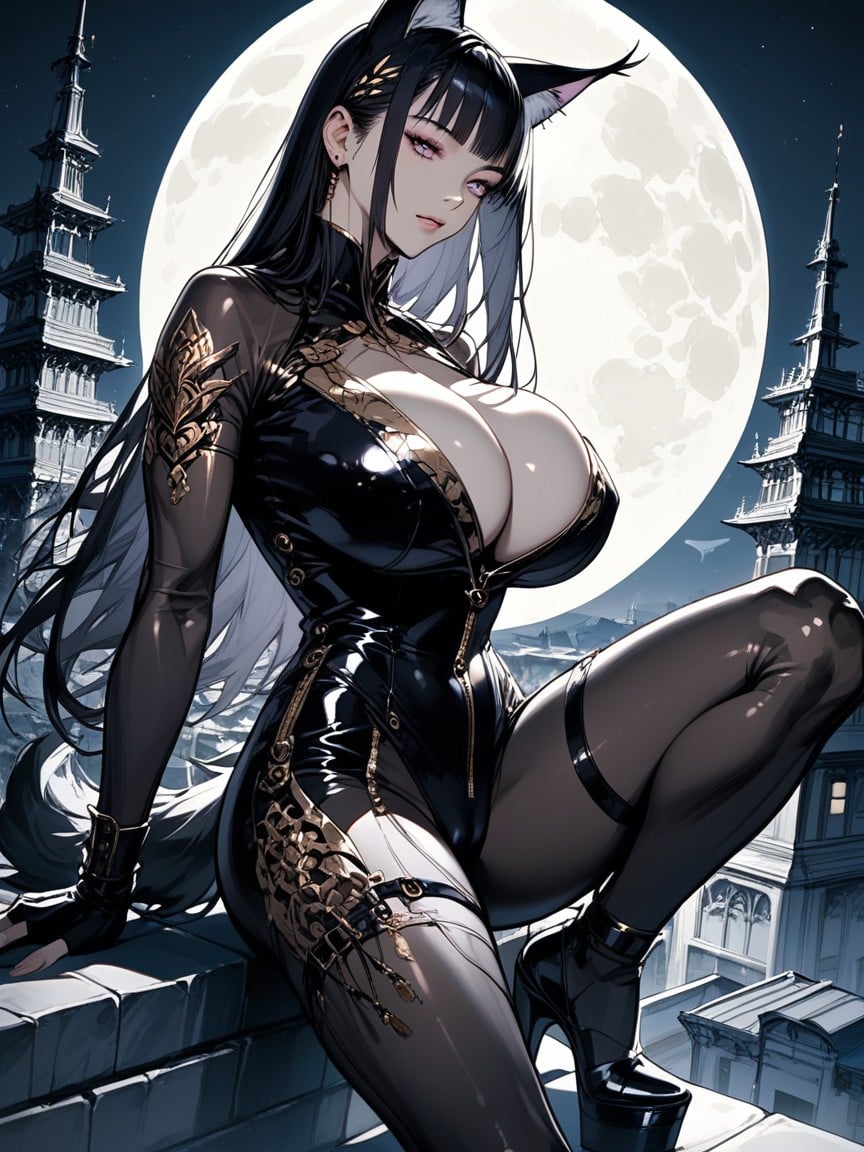 Looking At Moon, Long Hair, Camel Toe Hentai AI Porn