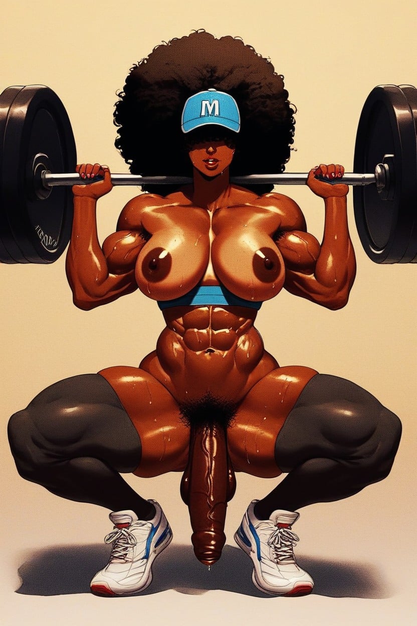 Large_testicles, Pubic_hair, Weightlifting Shemale AI Porn