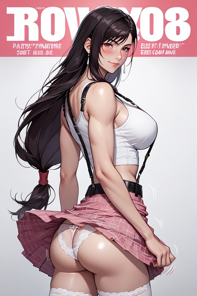 Magazine Cover, Rear View, White Lace Underwear Hentai AI Porn