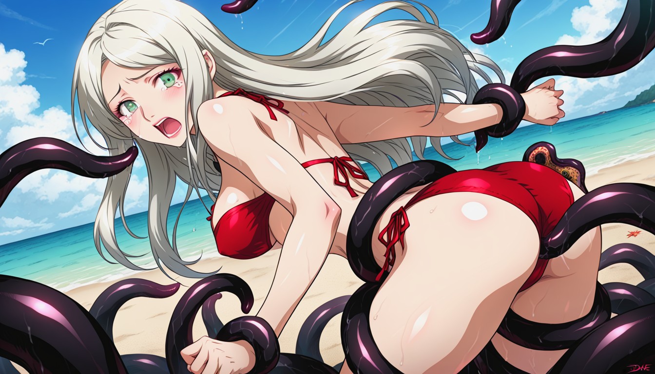 Wide Open Eyes, Asian Eyes, Beach Hentai AI Porn