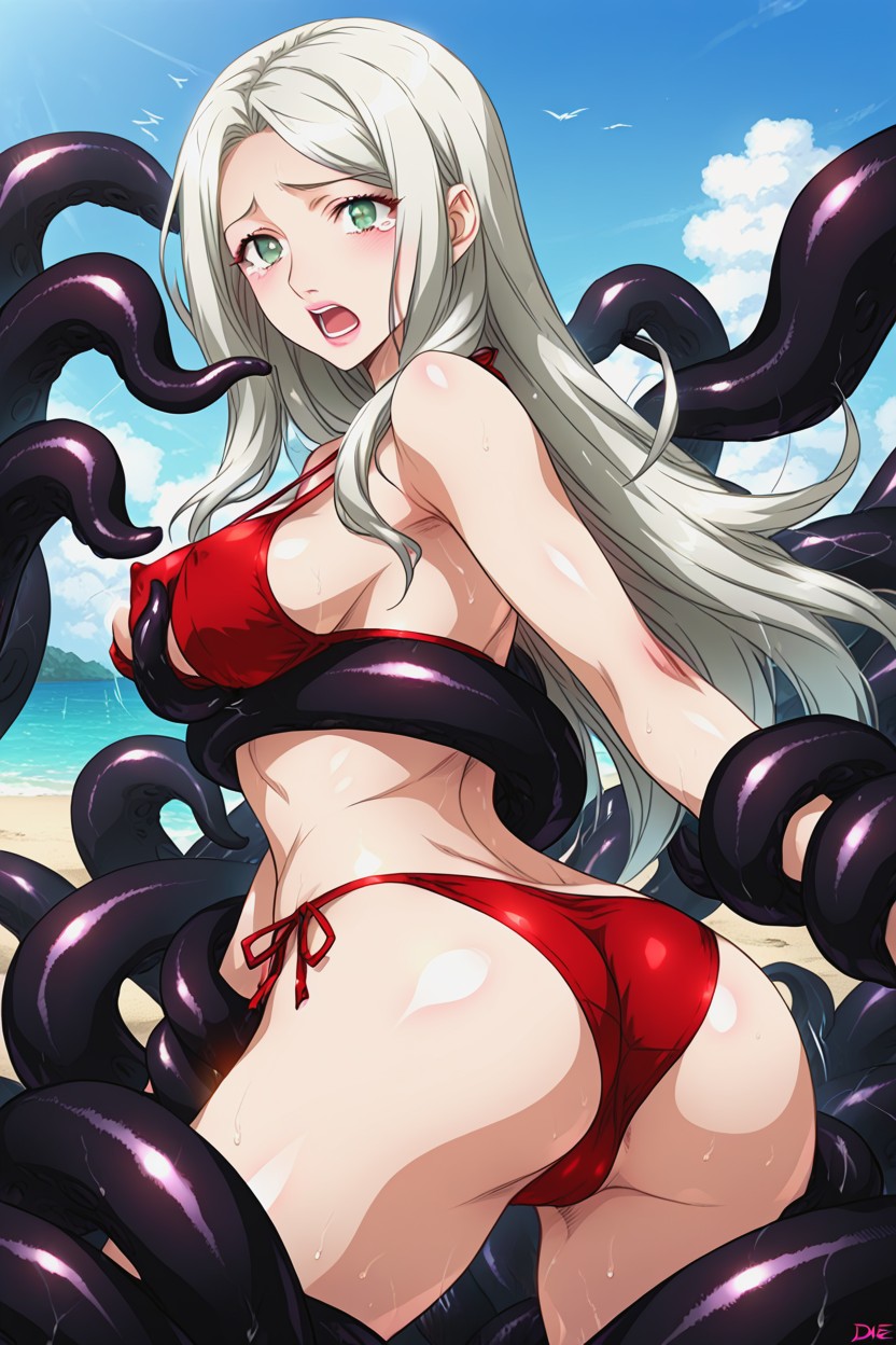 Pink Lips, Hourglass Body Type, Tearing Eyes Hentai AI Porn