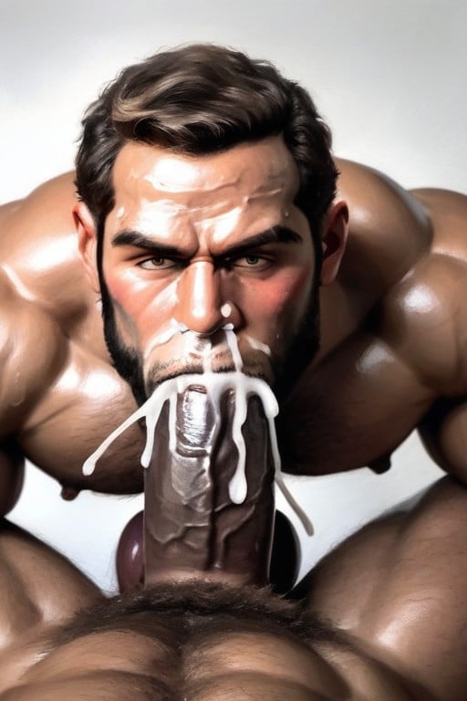 Cum Shooting Out Nose, Artistic Focus On Cock And Cum, Angry AI Gay Porn