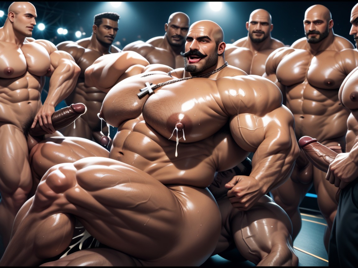 Gang Bang, Hyper Breasts, Double Penetration AI Gay Porn