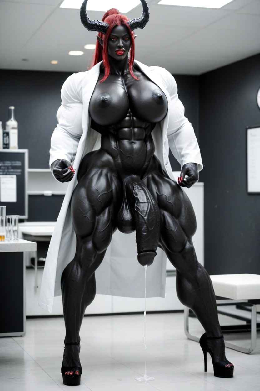 Bodybuilder, Big Oni Horns, Ultra Muscular Shemale AI Porn