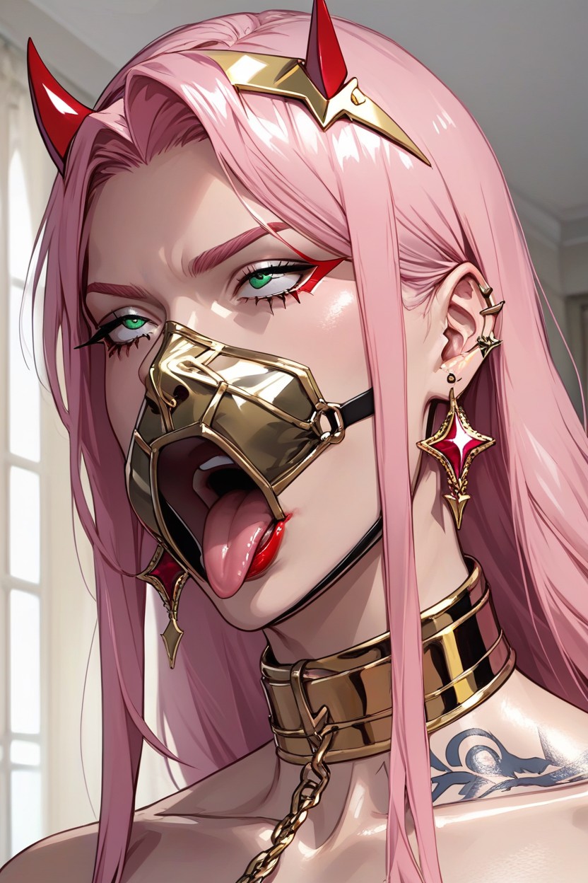 Tattooed Slut, Detailed Open Mouth, Rolling Eyes Hentai AI Porn