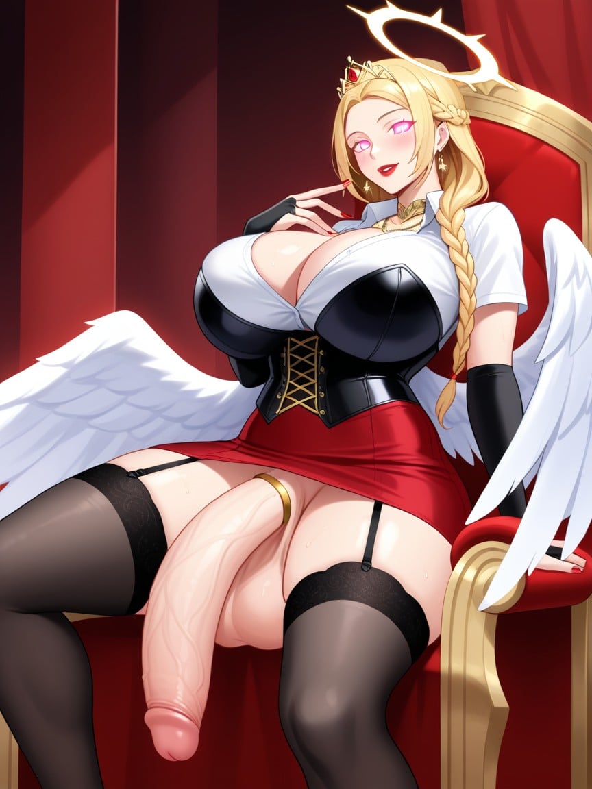 Chain, Ring, Red Skirt Shemale AI Porn