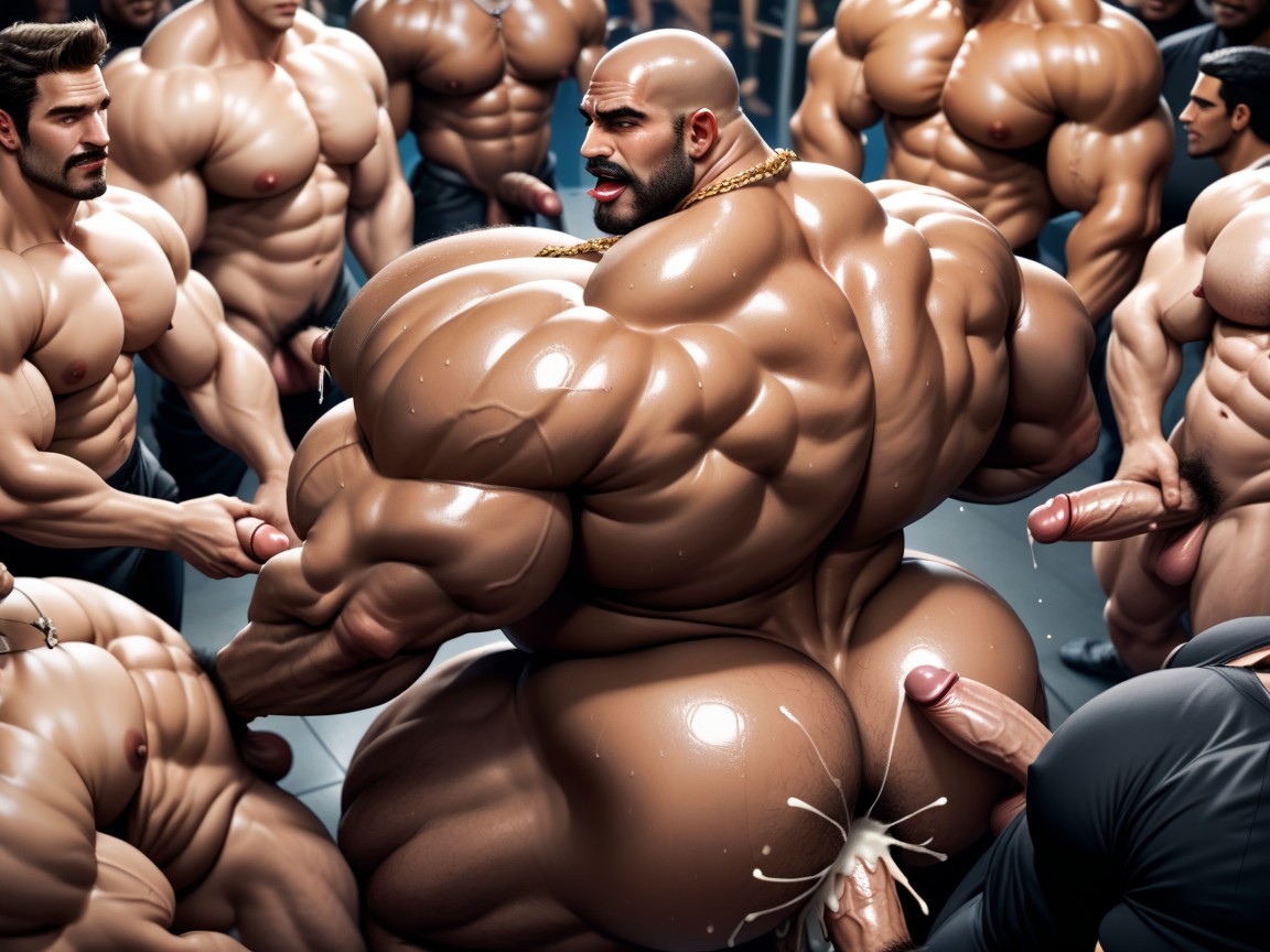 Hairy Tanned Skin, Looking At Viewer, Triple Penetration AI Gay Porn