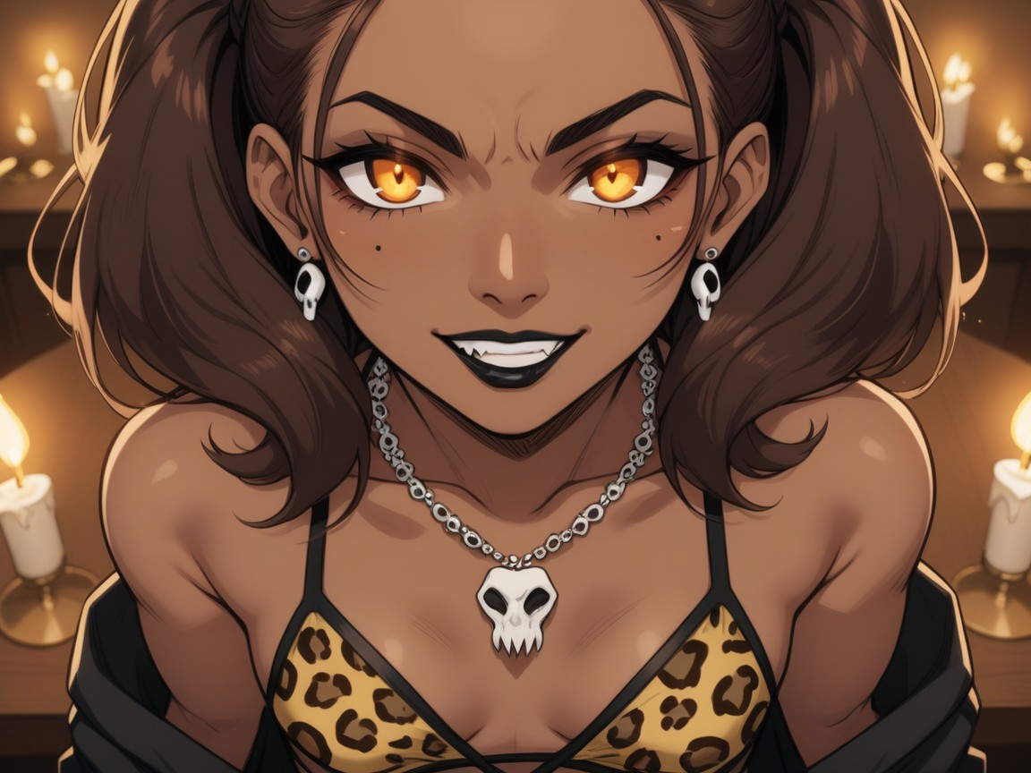 Tight Breasts, Skinny, Skull Necklace Latina AI Porn