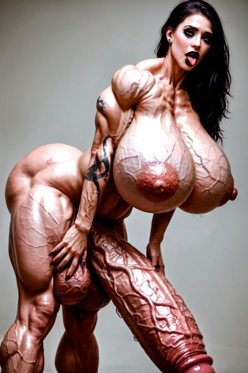 Overemphasized Veins, Absurdly Veiny Massive Muscles, Bulging Veins Shemale AI Porn