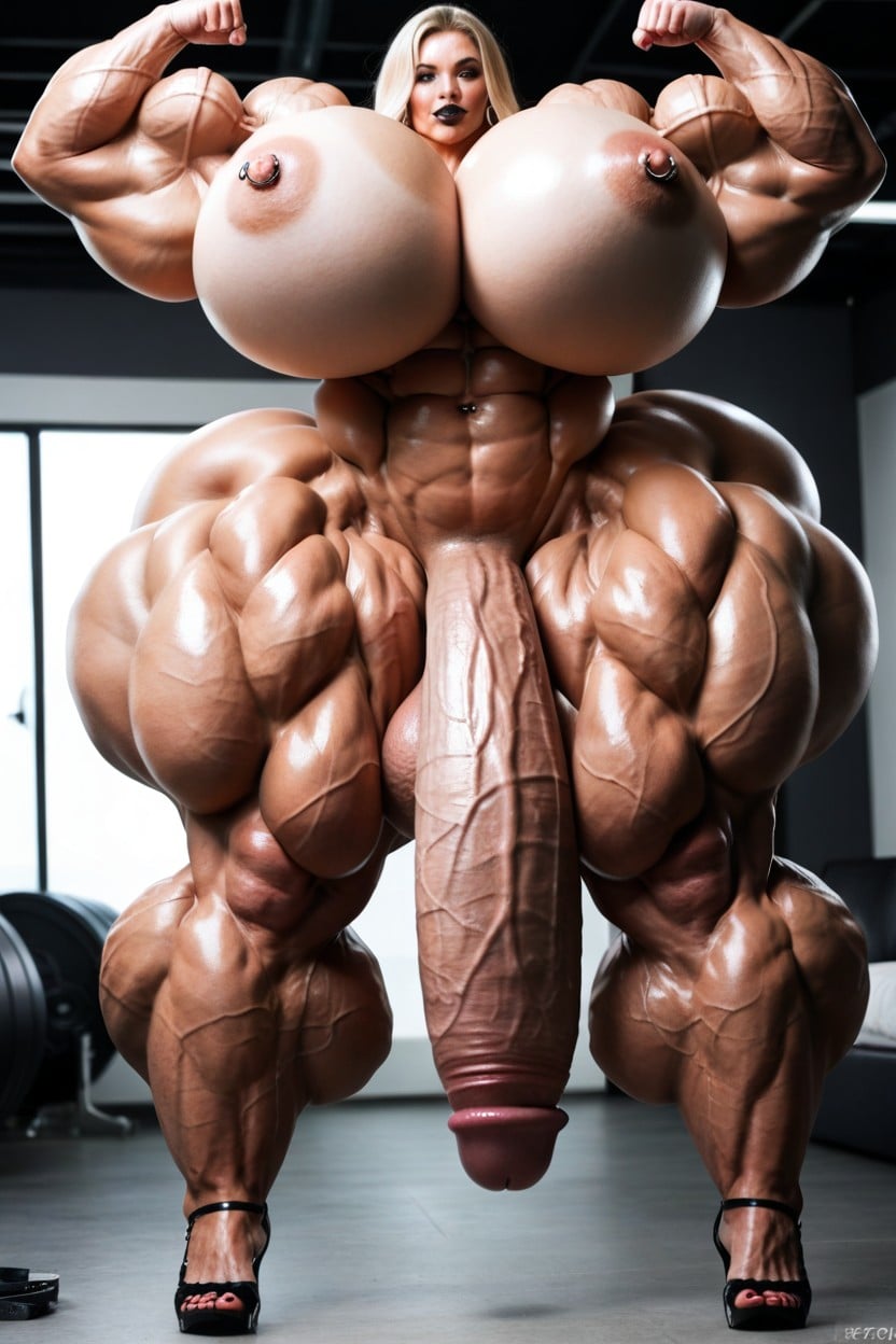 Cute, Hyper Massive Thighs, Naked Shemale AI Porn