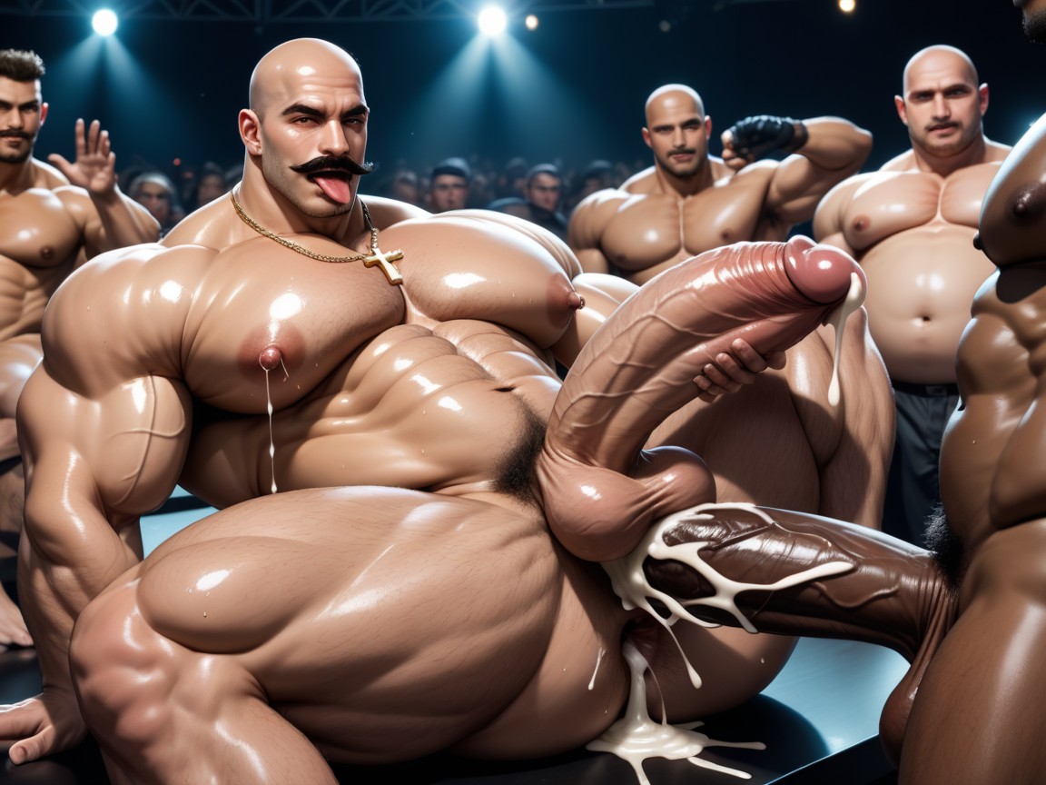 Side View, Sweaty, Huge Hyper Nipples AI Gay Porn