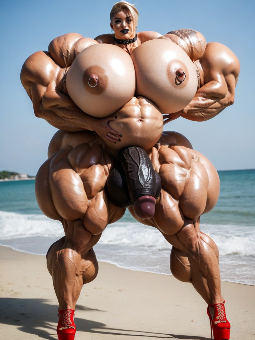Outdoors, Hyper Muscles, Bimbo Shemale AI Porn