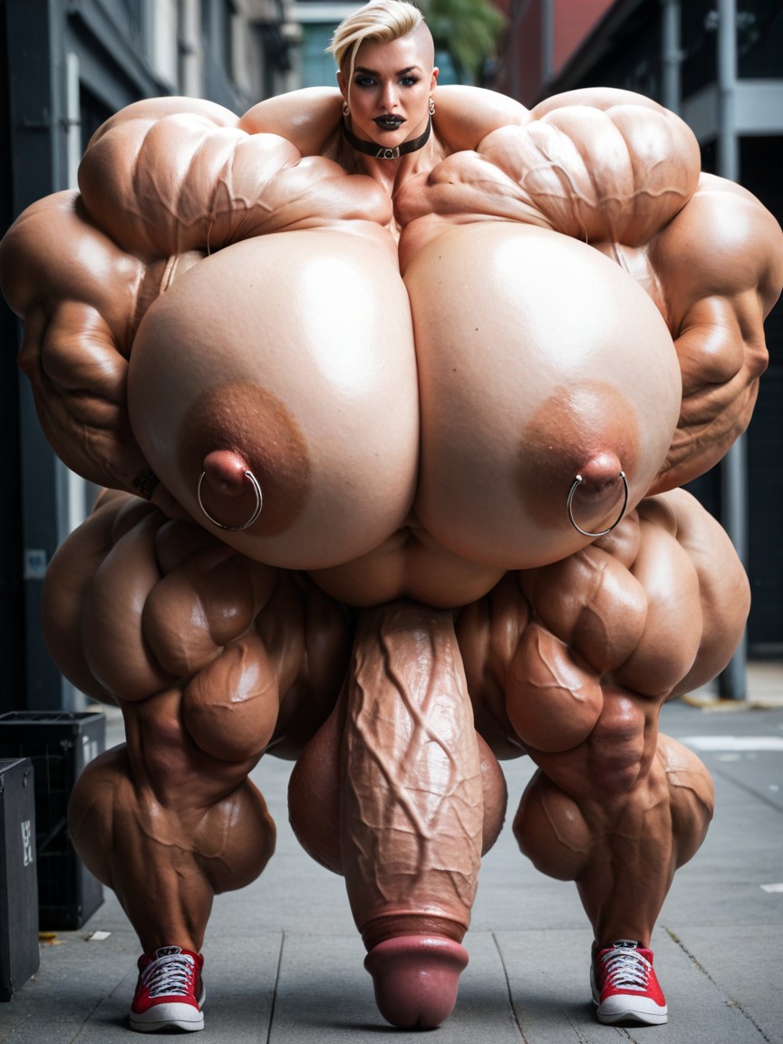 Muscular Woman, Naked, Collar (restraints) Shemale AI Porn