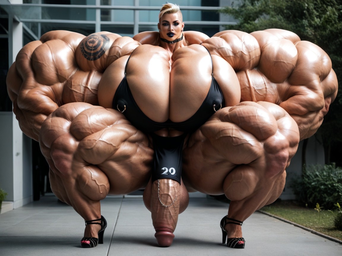 Gigantic Breasts, Outdoors, Hyper Massive Muscular Thighs Shemale AI Porn