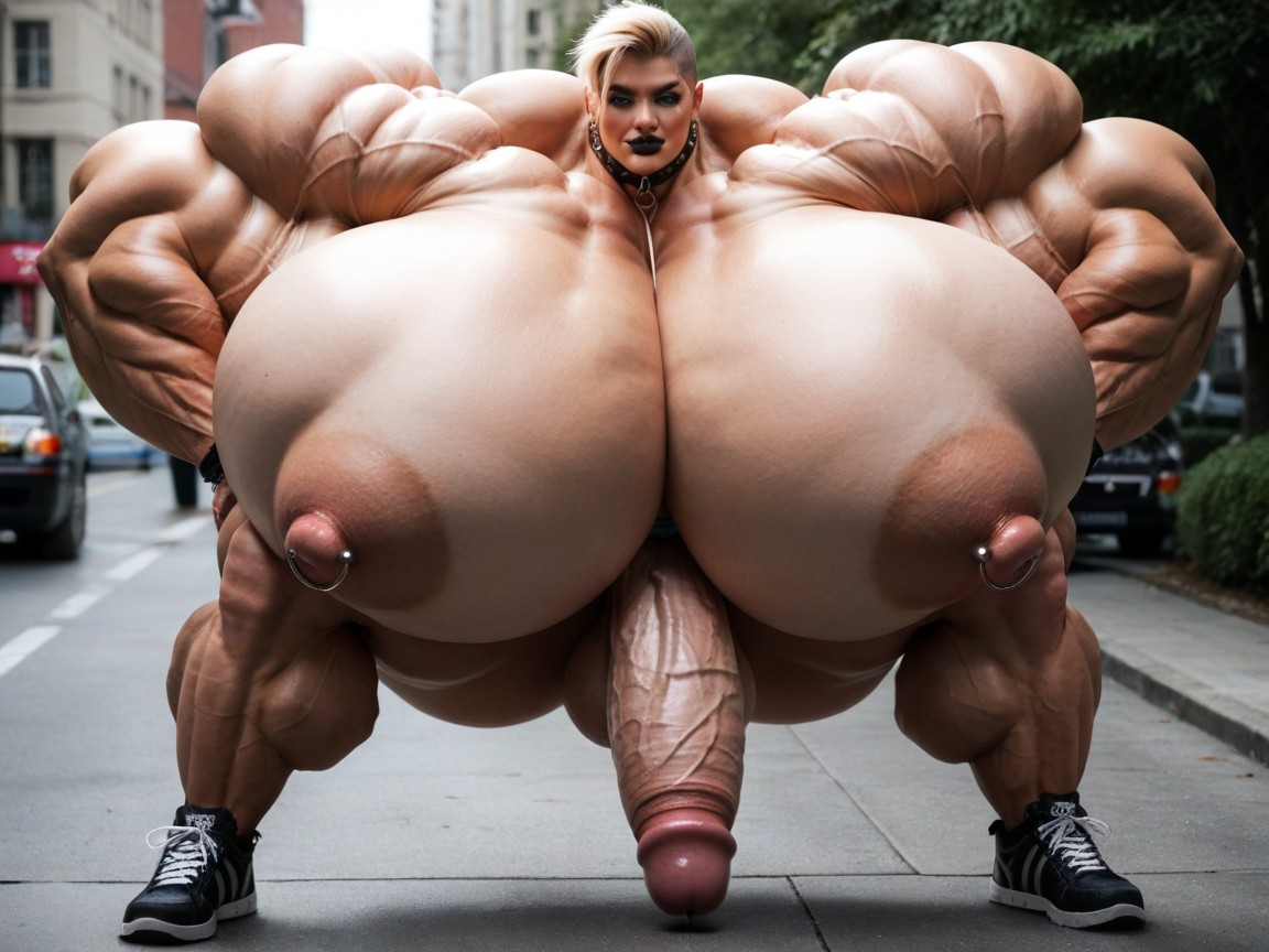 Hyper Massive Muscular Thighs, Tease, Looking At Viewer Shemale AI Porn