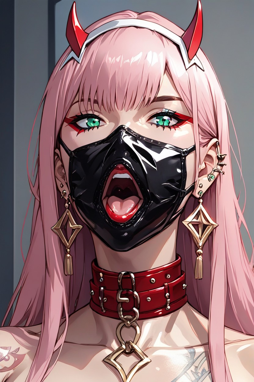 With Diamonds, Detailed Green Eyes, Red Choker Hentai AI Porn