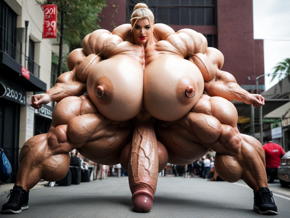 Cumslut, Bimbo, Hyper Massive Muscular Thighs Shemale AI Porn