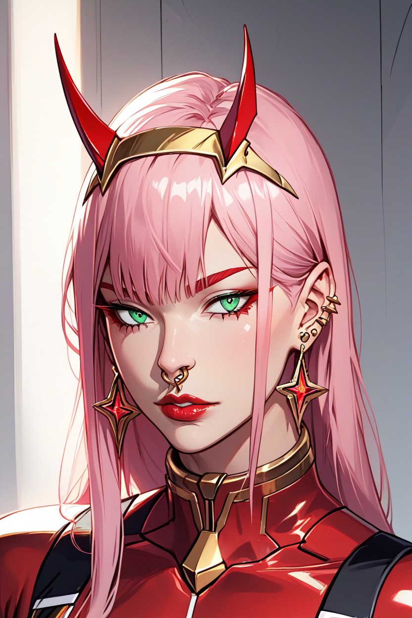 Hair With White Elements, Red Eyelashes, Close-up Hentai AI Porn