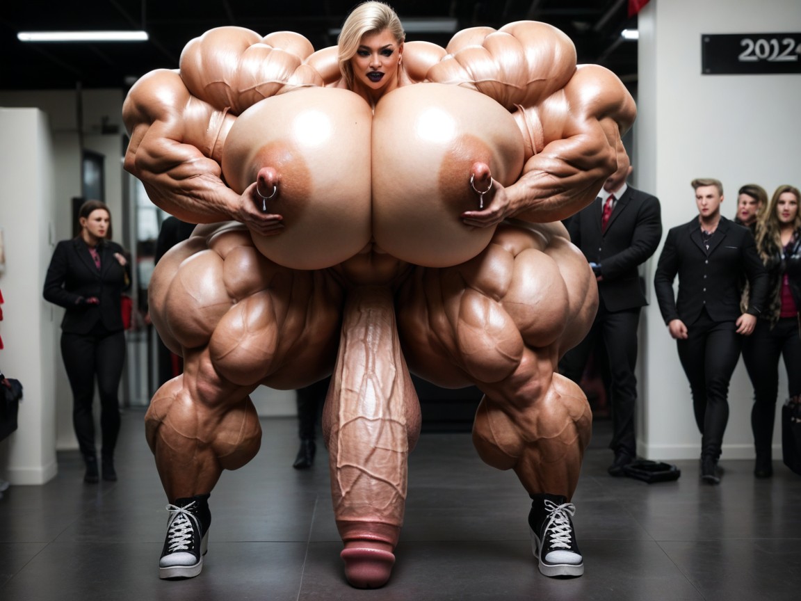 Gigantic Breasts, Black Lipstick, Long Legs Shemale AI Porn